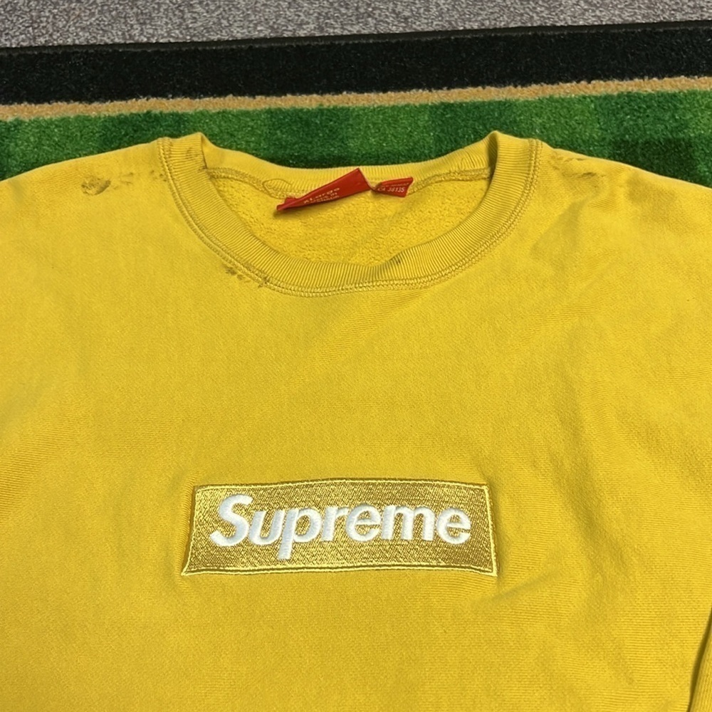 Supreme Box Logo Crewneck Mustard FW18 - Size Medium - Picture 2 of 7